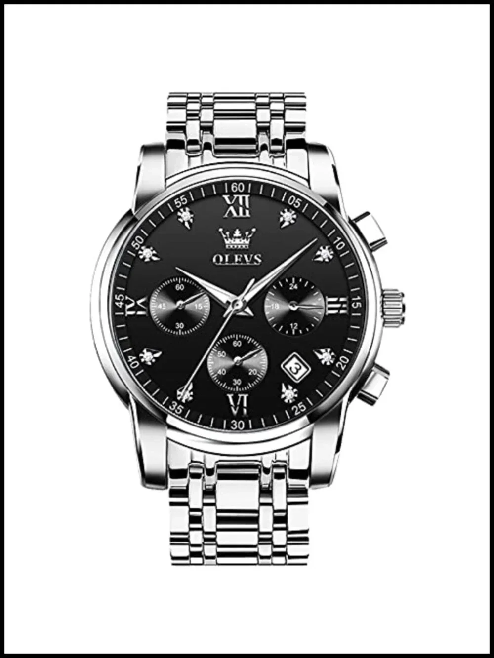 Men's Quartz Chronograph Watch Waterproof Luminous Stainless Steel
